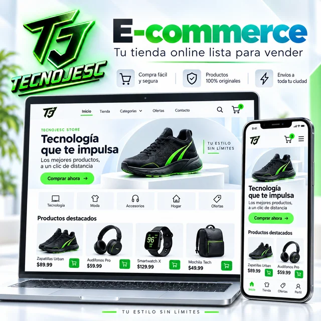 Sitio web e-commerce, presentación ilustrativa